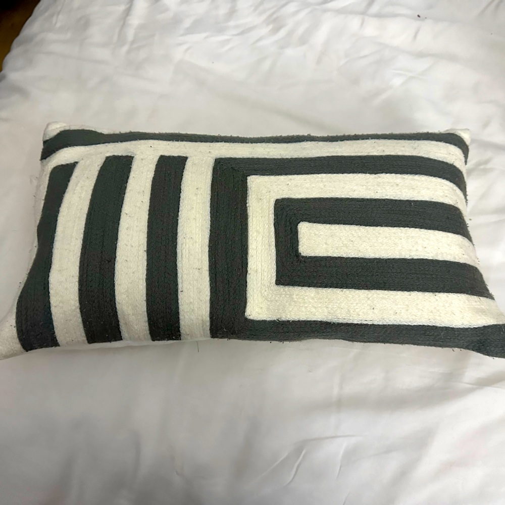 Grey and white pillowcase